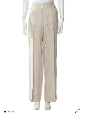 MaxMara Natural Beige Linen Straight-Leg Chinos